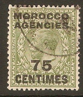 Morocco Agencies 1925 75c on 9d Olive-green. SG208.